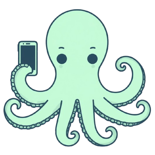 Octohide VPN — осьминог держит смартфон в щупальце